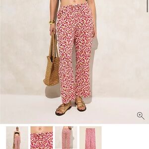 Cotton voile beach pant in raspberry print